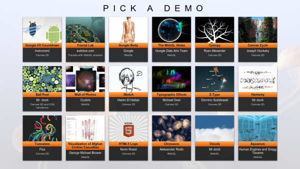 The interactive demo menu